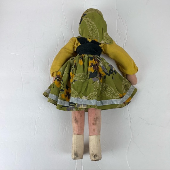 Vintage German celluloid doll-cotton dress-apron - Picture 2 of 13